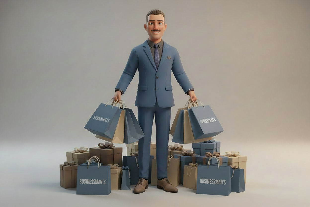 BUSINESSMAN'S avatar 3D todas as malas com texto