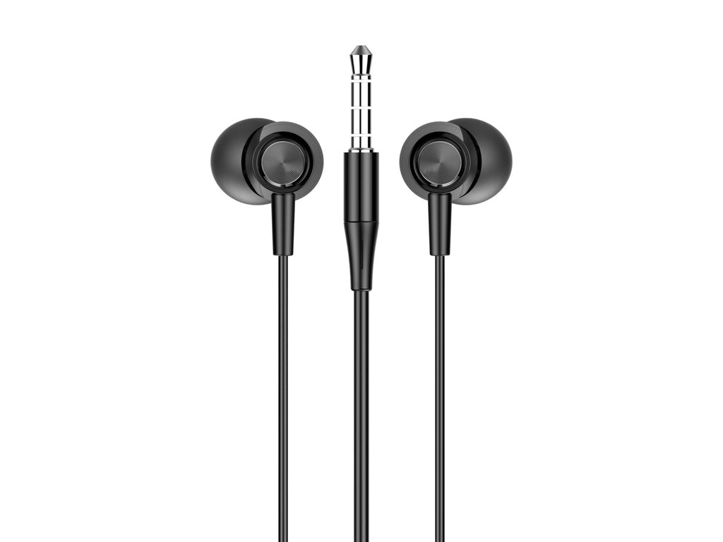 Techancy Auriculares Intra TD8025 Fio 3.5mm Estereo com Microfone Cabo 1.2M Cancelamento Ruido Som HD Compativel iPhone Samsung Huawei Xiaomi PC Preto