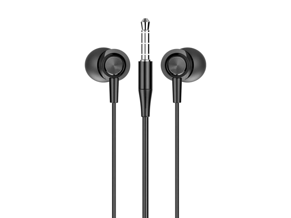 Techancy Auriculares Intra TD8025 Fio 3.5mm Estereo com Microfone Cabo 1.2M Cancelamento Ruido Som HD Compativel iPhone Samsung Huawei Xiaomi PC Preto