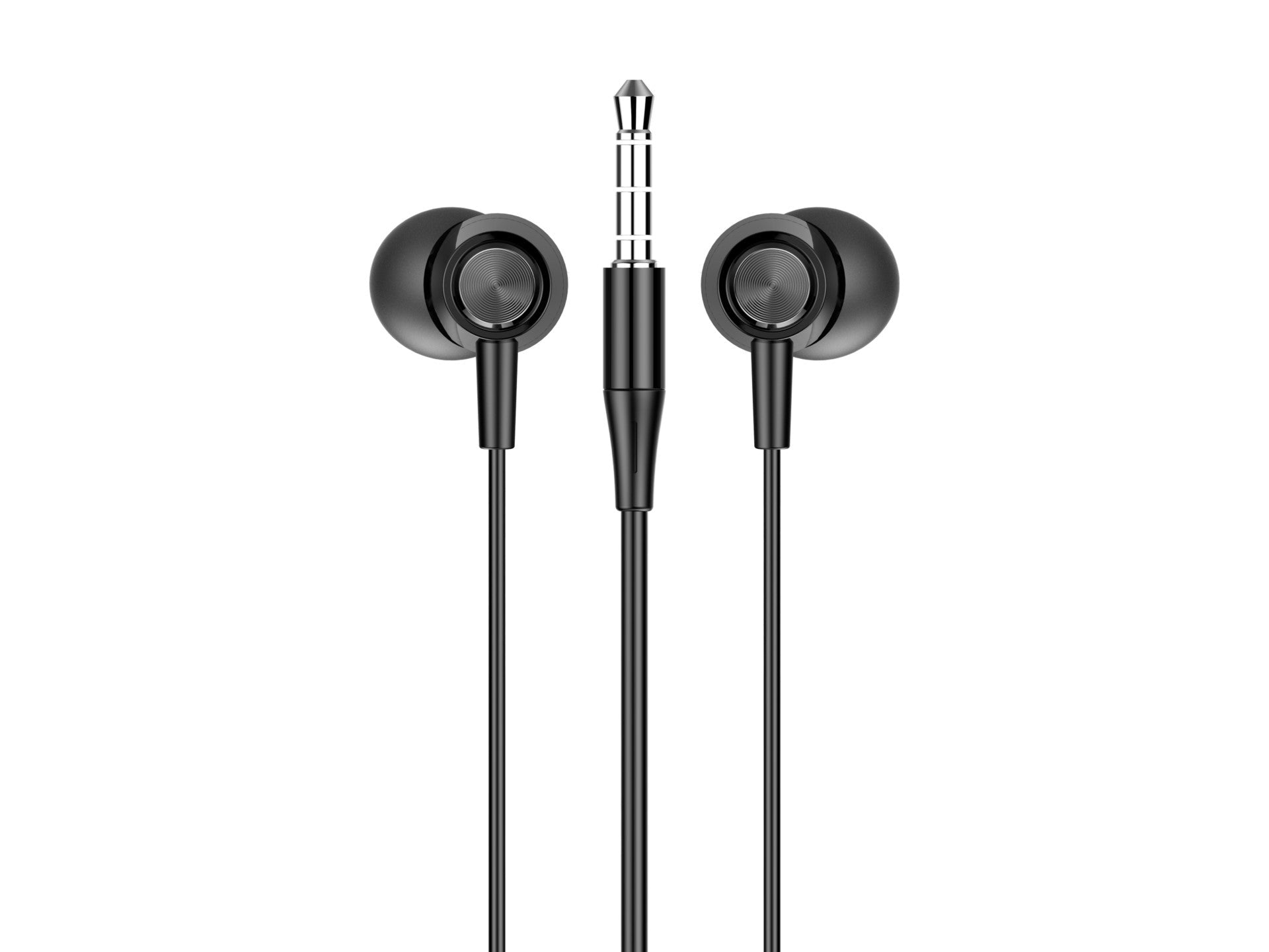Techancy Auriculares Intra TD8025 Fio 3.5mm Estereo com Microfone Cabo 1.2M Cancelamento Ruido Som HD Compativel iPhone Samsung Huawei Xiaomi PC Preto