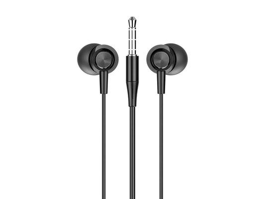 Techancy Auriculares Intra TD8025 Fio 3.5mm Estereo com Microfone Cabo 1.2M Cancelamento Ruido Som HD Compativel iPhone Samsung Huawei Xiaomi PC Preto