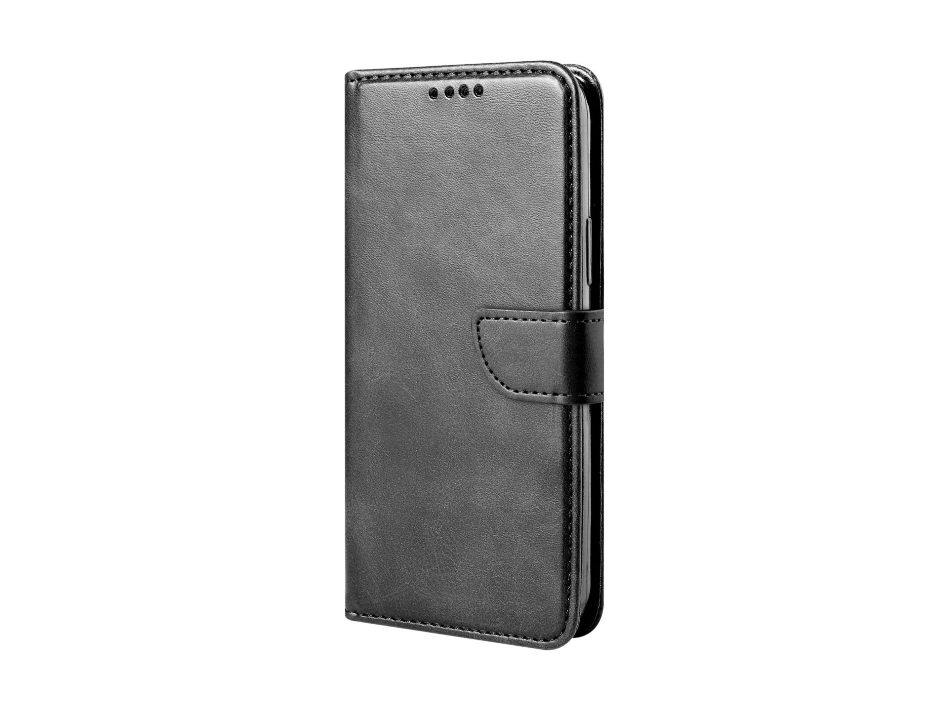 Capa flip em couro para telemóvel com 3 ranhuras para cartões, KX5600, função suporte e proteção contra choques, compatível com iPhone 12/12 Pro, Preto