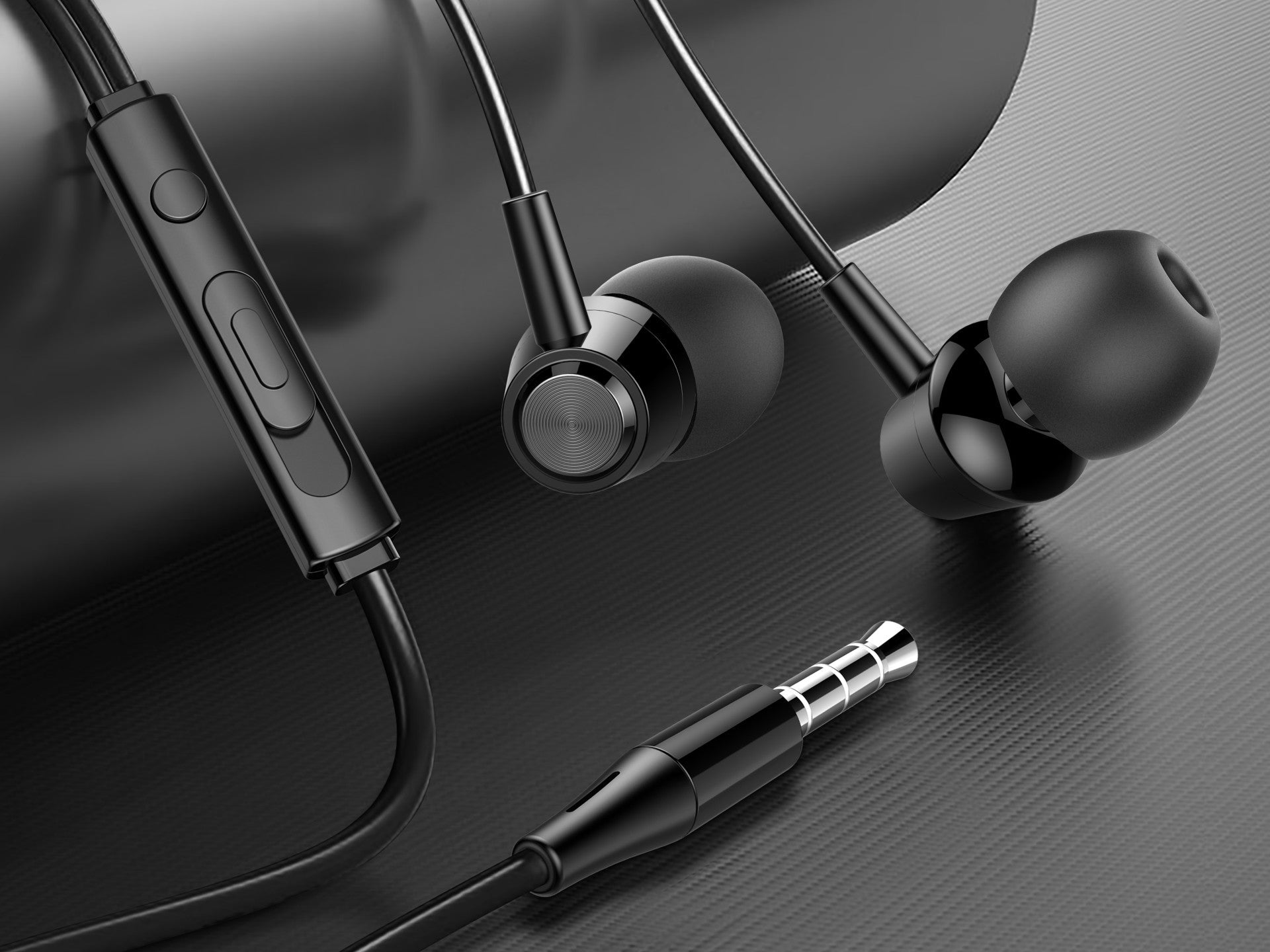 Techancy Auriculares Intra TD8025 Fio 3.5mm Estereo com Microfone Cabo 1.2M Cancelamento Ruido Som HD Compativel iPhone Samsung Huawei Xiaomi PC Preto