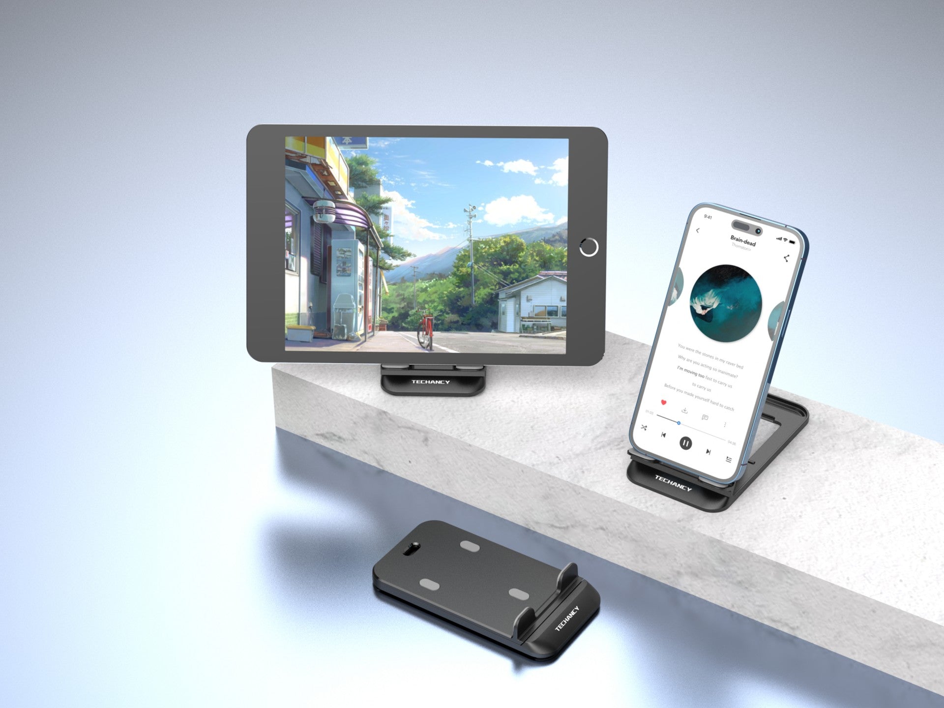 Techancy Suporte Para Telemóvel De Secretária Preto Ti2297, Design Dobrável Para Dispositivos Móveis, Tablets E Telemóveis