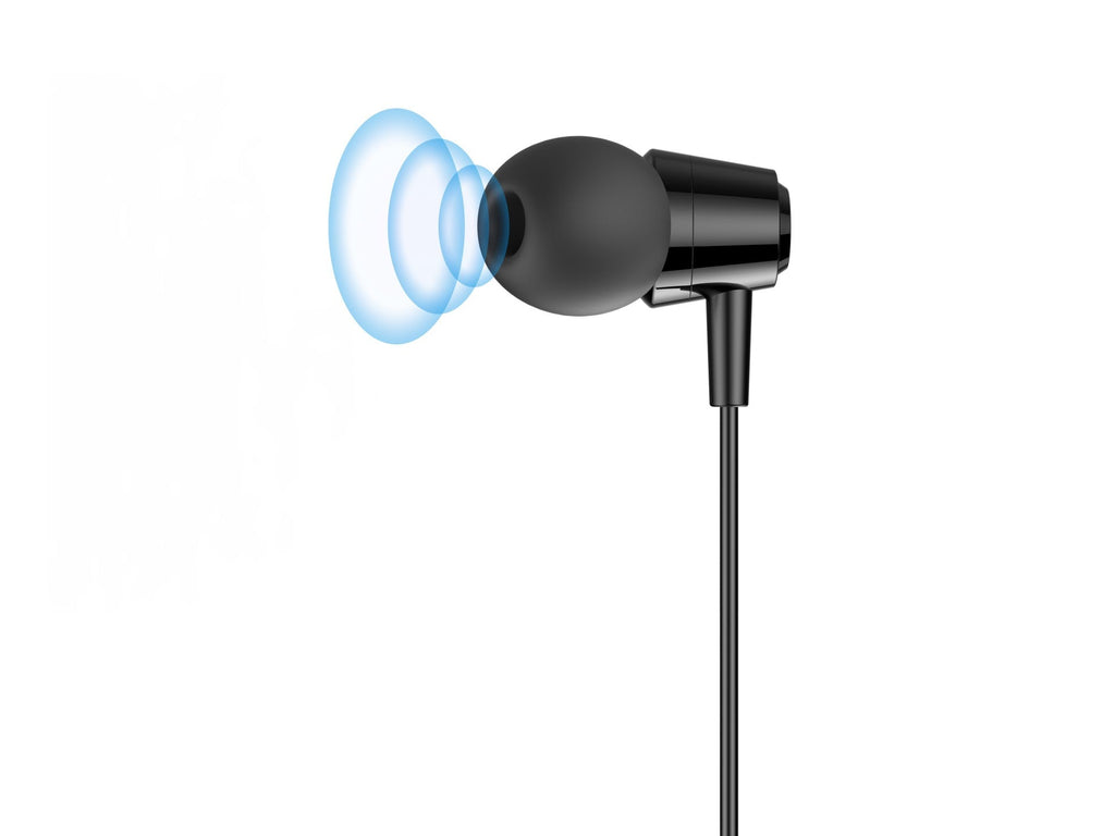 Techancy Auriculares Intra TD8025 Fio 3.5mm Estereo com Microfone Cabo 1.2M Cancelamento Ruido Som HD Compativel iPhone Samsung Huawei Xiaomi PC Preto