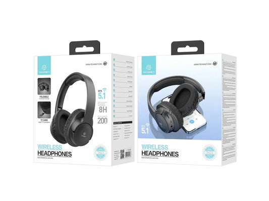 Techancy Auscultadores Sem Fios TH5212, Reprodução De Música 8h, Efeito Estéreo, Design Dobrável, Confortável De Usar.